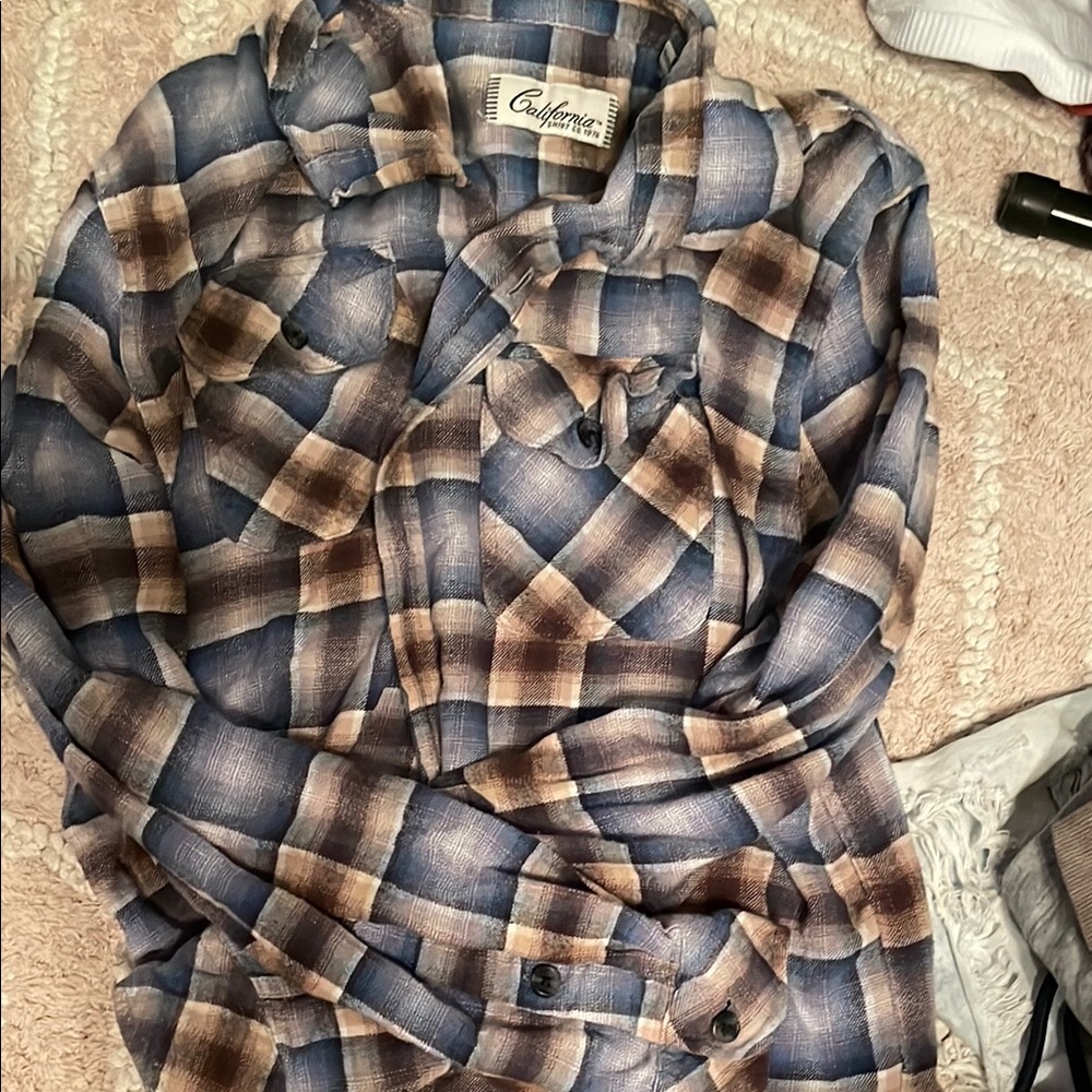 Blue and Brown Cardigan Sweater with Classic Design